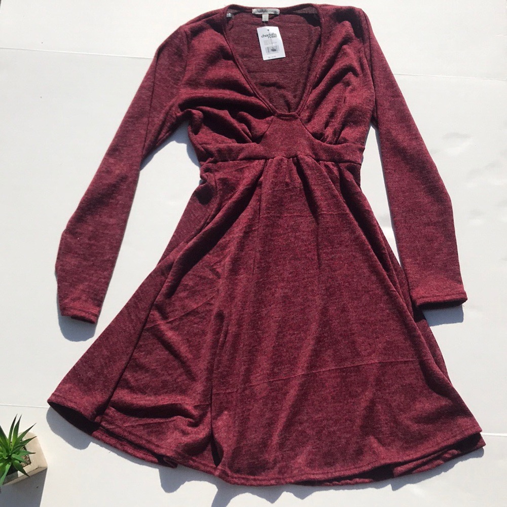 🌸4/$18 Charlotte Russe Dark Red Sweater Dress - Picture 1 of 5